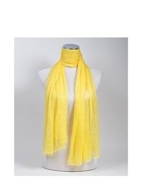 Selini Yellow Solid Color Sheer Polyester Scarf Ls4040