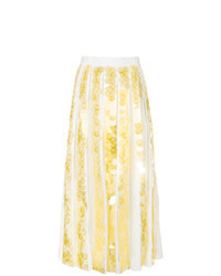 Yellow Sequin Midi Skirt