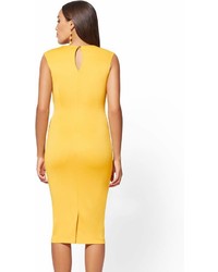 New York & Co. New York Company 7th Avenue Yellow Tie Front Sheath Dress