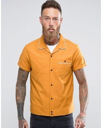 Asos Regular Fit Shirt With Revere Collar In Yellow