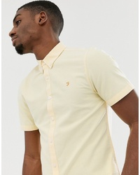 Farah Brewer Slim Fit Short Sleeve Oxford Shirt In Yellow