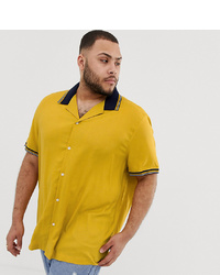 ASOS DESIGN Oversized Viscose Shirt With Contrast Rib Collar