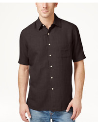 Tasso Elba Silk Linen Short Sleeve Crosshatch Shirt