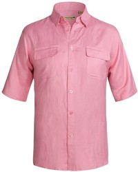 Specially Made Solid Linen Blend Shirt Short Sleeve
