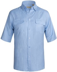 Specially Made Solid Linen Blend Shirt Short Sleeve