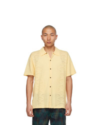 DOUBLE RAINBOUU Yellow Knit Retro Rainbouu Short Sleeve Shirt