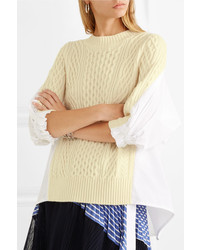 Sacai Ed Cable Knit Wool And Poplin Top