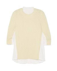 Sacai Ed Cable Knit Wool And Poplin Top