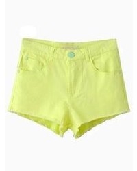 Choies Yellow Burrs Zipper Shorts