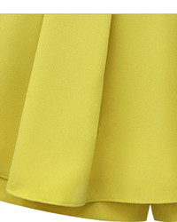 Choies Yellow Pleated Skorts In Chiffon