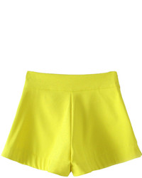 Choies Yellow Zipper Side High Waist Shorts With Bow Front
