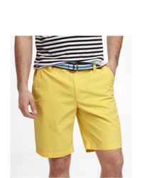Express 10 Inch Belted Flat Front Shorts Yellow 33