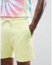 Asos Festival Jersey Shorts In Yellow