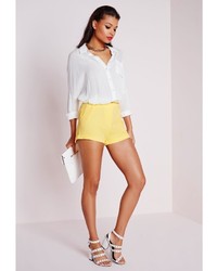 Missguided Lemon Tailored Belted Shorts