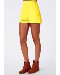 Missguided Yellow Shorts With Ladder Detail