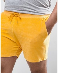 Asos Plus Shorts In Yellow Velour