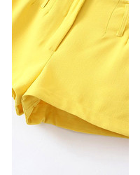 Romwe Split Zipperd Sheer Yellow Pant
