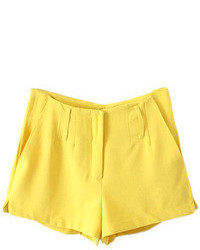 Romwe Split Zipperd Sheer Yellow Pant