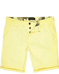 River Island Yellow Slim Chino Shorts