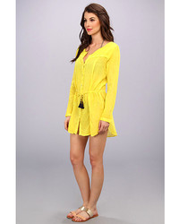 Vix Swimwear Vix Sofia By Vix Solid Yellow Naya Chemise Dress Cover Up