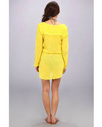 Vix Swimwear Vix Sofia By Vix Solid Yellow Naya Chemise Dress Cover Up