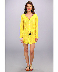 Vix Swimwear Vix Sofia By Vix Solid Yellow Naya Chemise Dress Cover Up