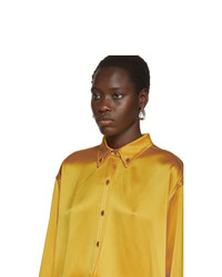 Sies Marjan Yellow Crinkled Satin Kiki Oversized Shirt