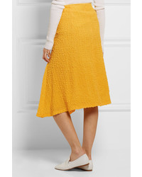 Victoria Beckham Silk Seersucker Skirt Yellow