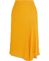 Victoria Beckham Silk Seersucker Skirt Yellow