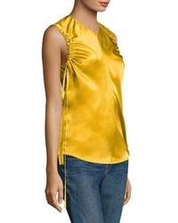 Helmut Lang Armhole Ruched Silk Tank Top