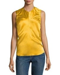Helmut Lang Armhole Ruched Silk Tank Top