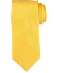 Neiman Marcus Solid Satin Tie Yellow