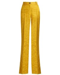 Yellow Silk Wide Leg Pants