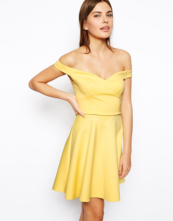 Asos Scuba Bardot Skater Dress Where To Buy And How To Wear