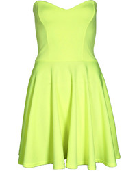 Boohoo Penny Neon Bandeau Skater Dress