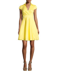 Betsey Johnson Cap Sleeve Fit And Flare Shirtdress Yellow