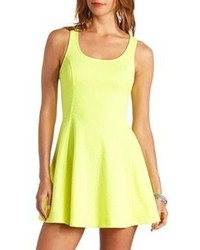 Charlotte Russe Neon Textured Strappy Skater Dress