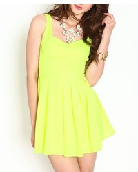 ChicNova Lemon Yellow Pleating Cutout Dress