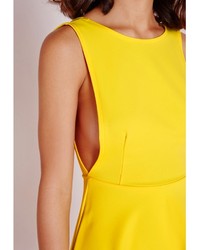 Missguided Backless Skater Dress Yellow