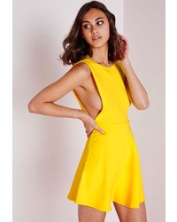 Missguided Backless Skater Dress Yellow
