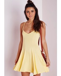 Missguided Strappy Skater Dress Yellow