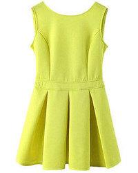 Rowme Sleeveless Backless Fluorescent Yellow Dress