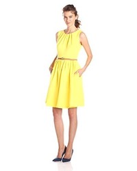 Ellen Tracy Sleeveless Fit And Flare Belted Dress