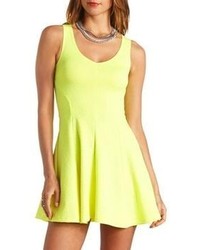 Charlotte Russe Textured Neon Cut Out Skater Dress