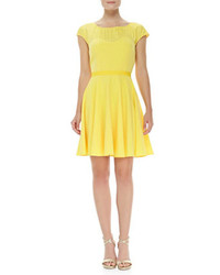 Zac Posen Zac Cap Sleeve Sweetheart Dress Yellow