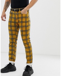 Pull&Bear Co Ord Slim Fit Jeans In Yellow Check