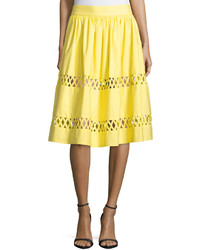 Alice + Olivia Morina Lattice Trim A Line Skirt Yellow