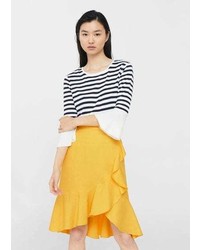 Mango Ruffled Linen Blend Skirt