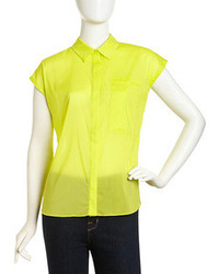 Yellow Sleeveless Button Down Shirt