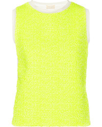Giambattista Valli Neon Tweed Paneled Jersey Top